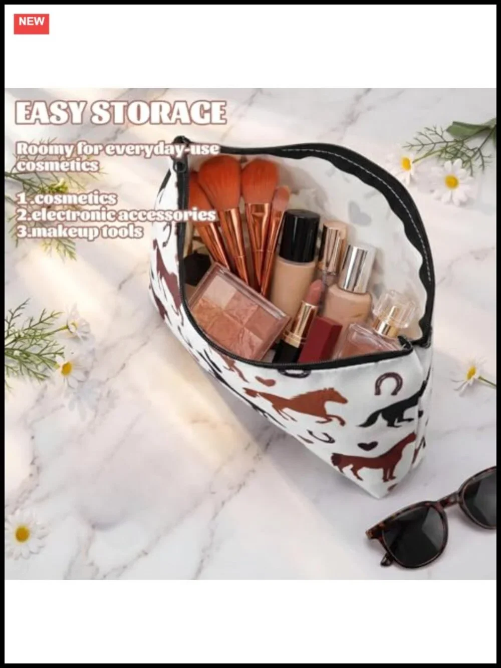 16 Pack Horse Makeup Cosmetic Bags for Women Equestrian Zipper Pouch Set